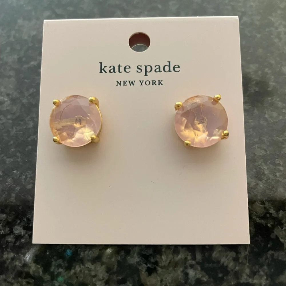 Kate Spade Pink Opal Studs Pierced Earrings Oversized Minimalist Jewelry NWT